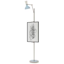 Clare 76" High Polished Nickel Finish Floor Easel with Baby Blue/Lily Shade