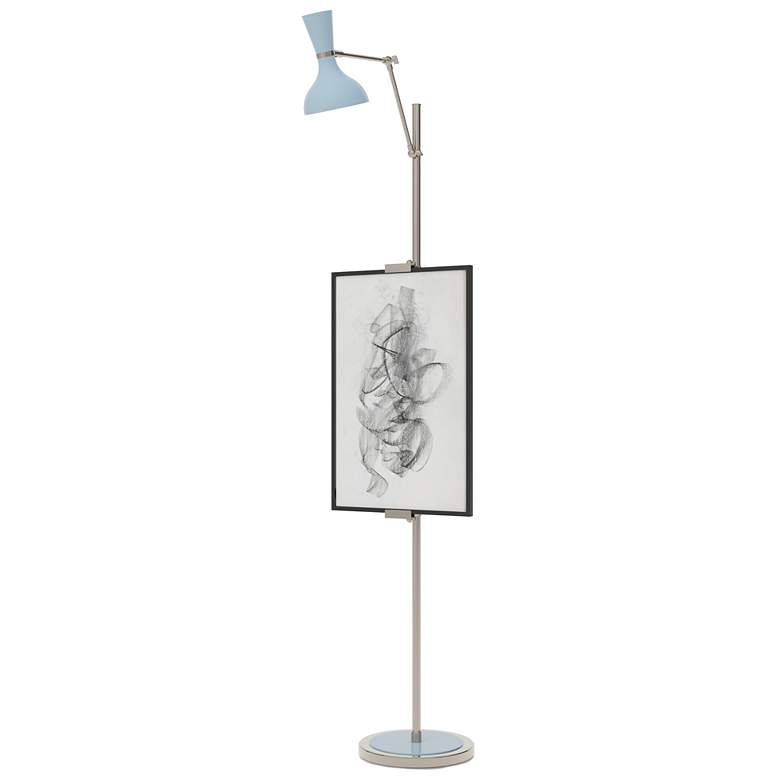 Image 1 Clare 76" High Polished Nickel Finish Floor Easel with Baby Blue Shade