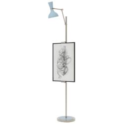 Clare 76" High Polished Nickel Finish Floor Easel with Baby Blue Shade