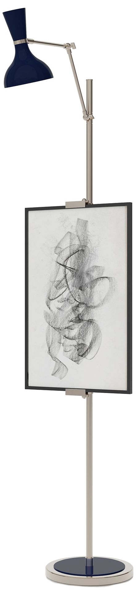 Clare 76" High Polished Nickel Finish Floor Easel with Midnight Blue Shade