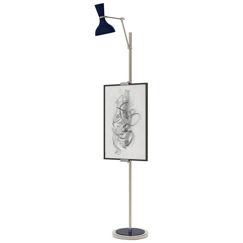 Image 1 Clare 76" High Polished Nickel Finish Floor Easel with Midnight Blue Shade