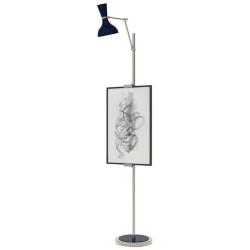 Clare 76" High Polished Nickel Finish Floor Easel with Midnight Blue Shade