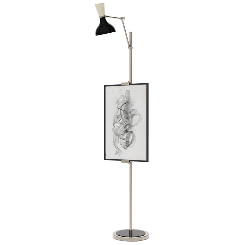 Image 1 Clare 76" High Polished Nickel Finish Floor Easel with Obsidian/Bone Shade