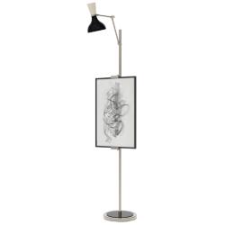 Clare 76" High Polished Nickel Finish Floor Easel with Obsidian/Bone Shade