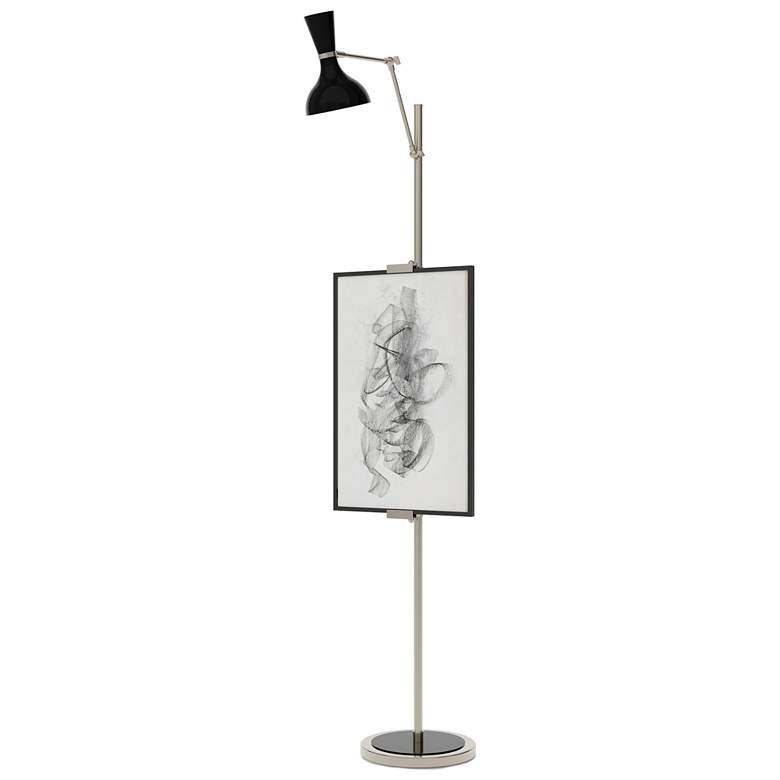 Image 1 Clare 76" High Polished Nickel Finish Floor Easel with Obsidian Shade