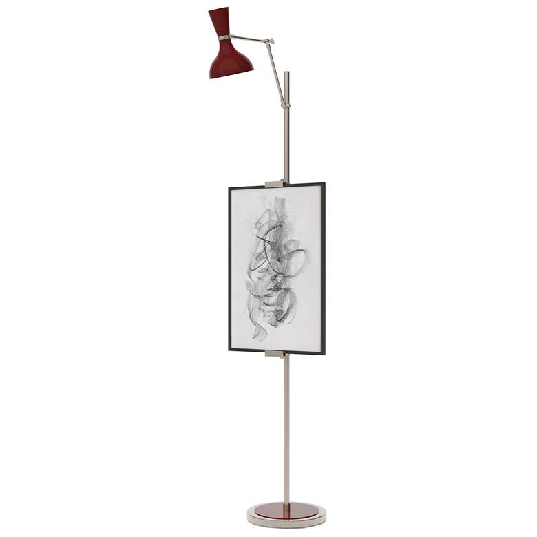 Image 1 Clare 76" High Polished Nickel Finish Floor Easel with Oxblood Shade