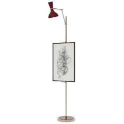 Clare 76" High Polished Nickel Finish Floor Easel with Oxblood Shade