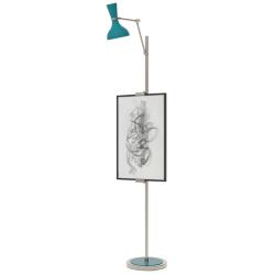 Clare 76" High Polished Nickel Finish Floor Easel with Peacock Shade