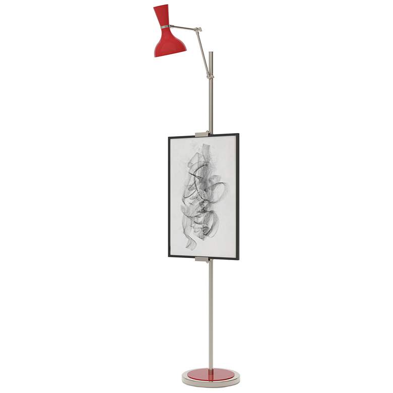 Image 1 Clare 76" High Polished Nickel Finish Floor Easel with Ruby Red Shade
