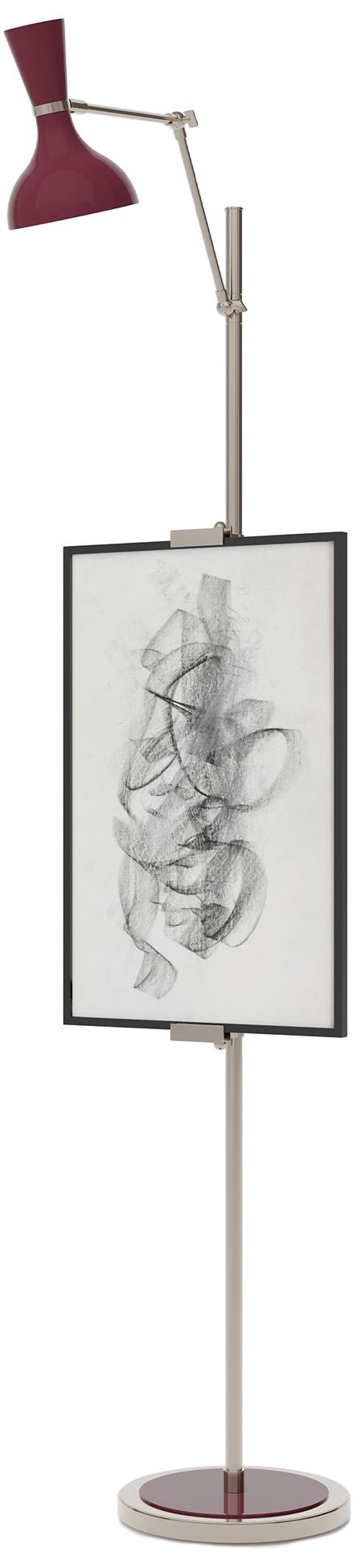 Clare 76" High Polished Nickel Finish Floor Easel with Sugar Plum Shade