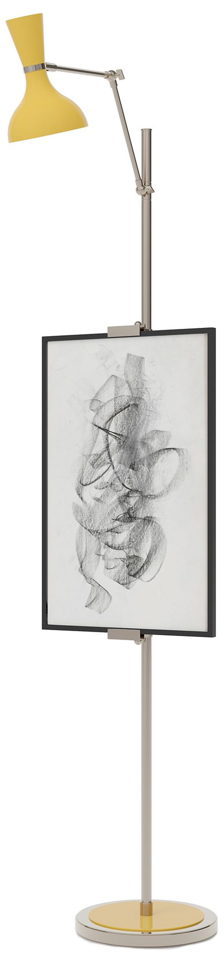 Clare 76" High Polished Nickel Finish Floor Easel with Sunset Shade