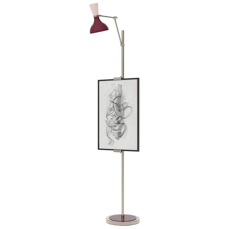 Image 1 Clare 76" High Polished Nickel Floor Easel with Sugar Plum/Rose Water Shade