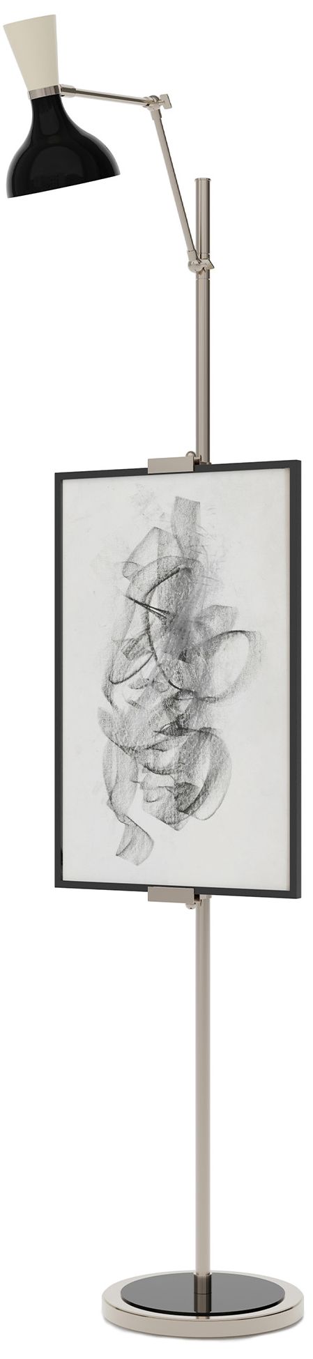 Clare 76"H Polished Nickel Floor Easel with Obsidian/Bone Made to Orde