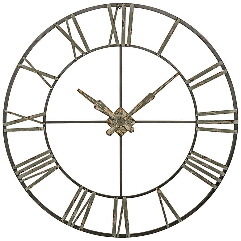 Image 1 Clare Distressed Gray 48x48x2 Round Wall Clock
