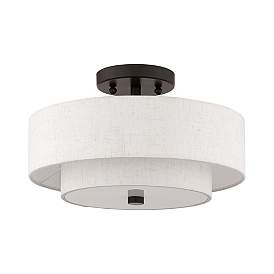 Image3 of Claremont 13" Wide English Bronze Double Drum Ceiling Light more views