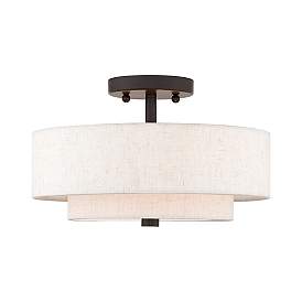 Image4 of Claremont 13" Wide English Bronze Double Drum Ceiling Light more views