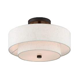 Image5 of Claremont 13" Wide English Bronze Double Drum Ceiling Light more views