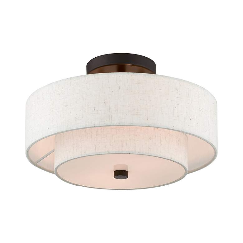 Image 5 Claremont 13" Wide English Bronze Double Drum Ceiling Light more views