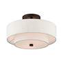 5_Claremont 13" Wide English Bronze Double Drum Ceiling Light more views