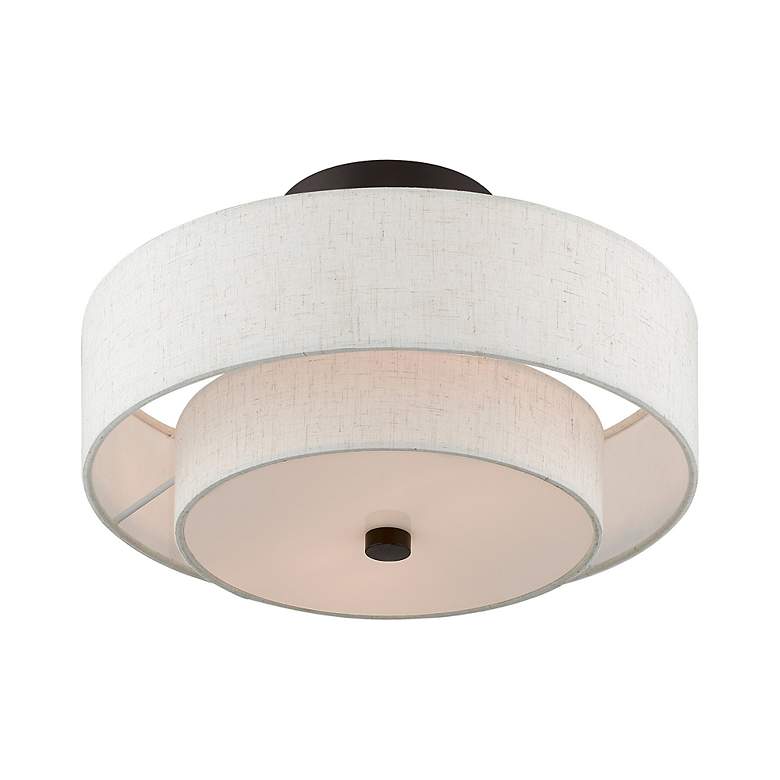 Image 7 Claremont 13" Wide English Bronze Double Drum Ceiling Light more views