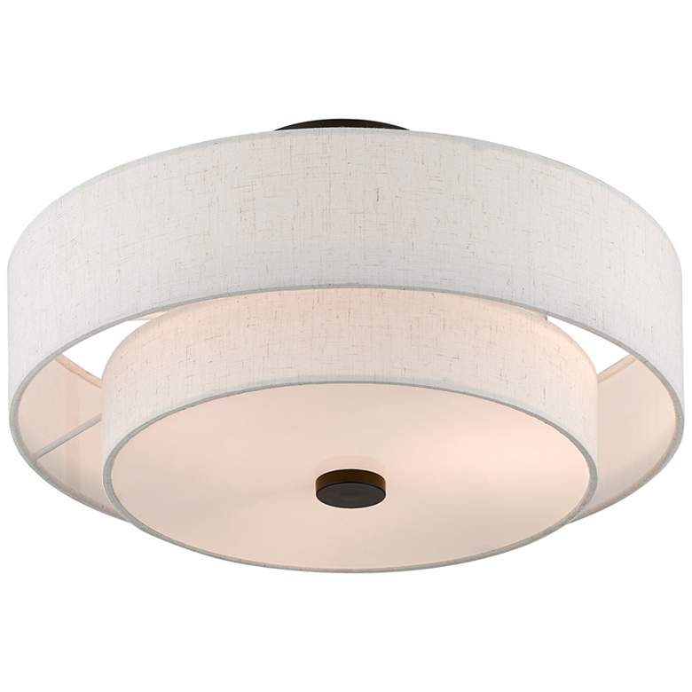 Image 4 Claremont 15 inch Wide English Bronze Semi-Flush Ceiling Light more views