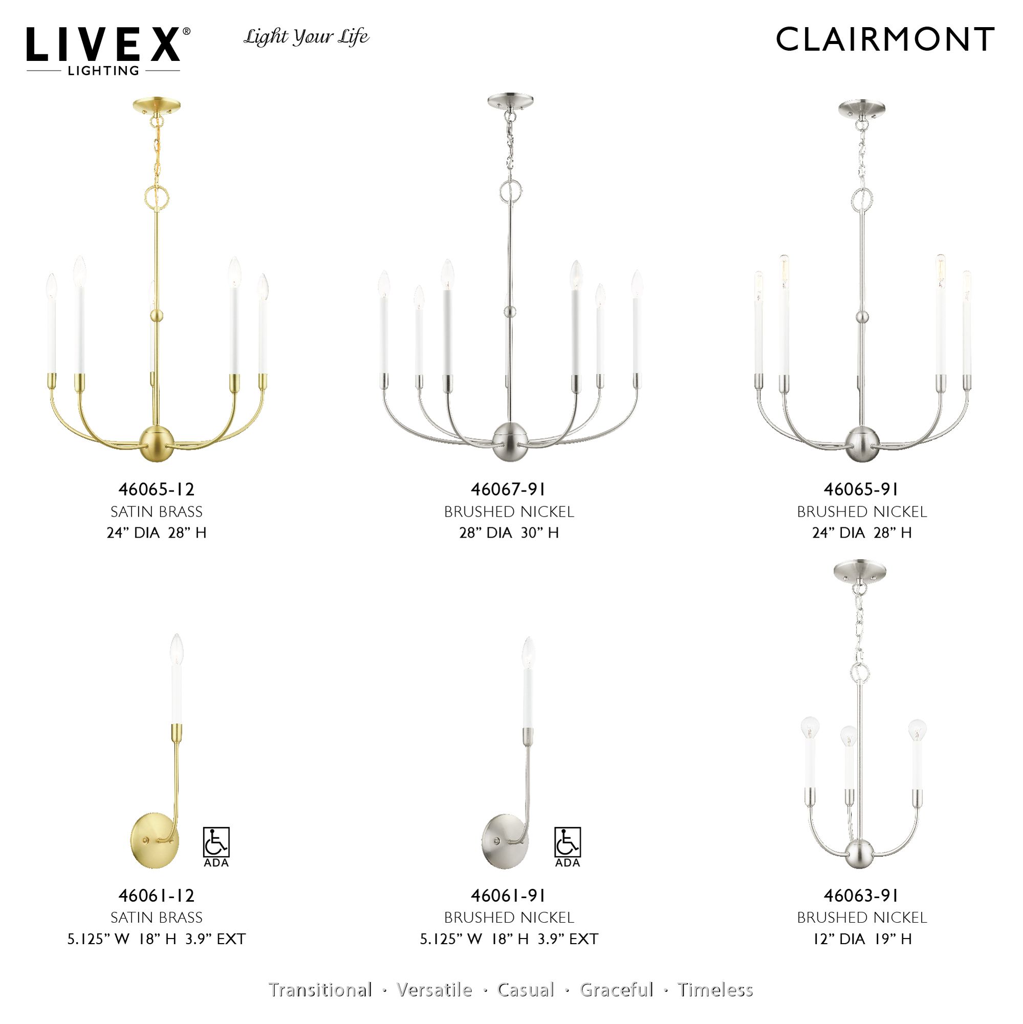 Image 3 Claremont 5 Light Brushed Nickel Chandelier more views