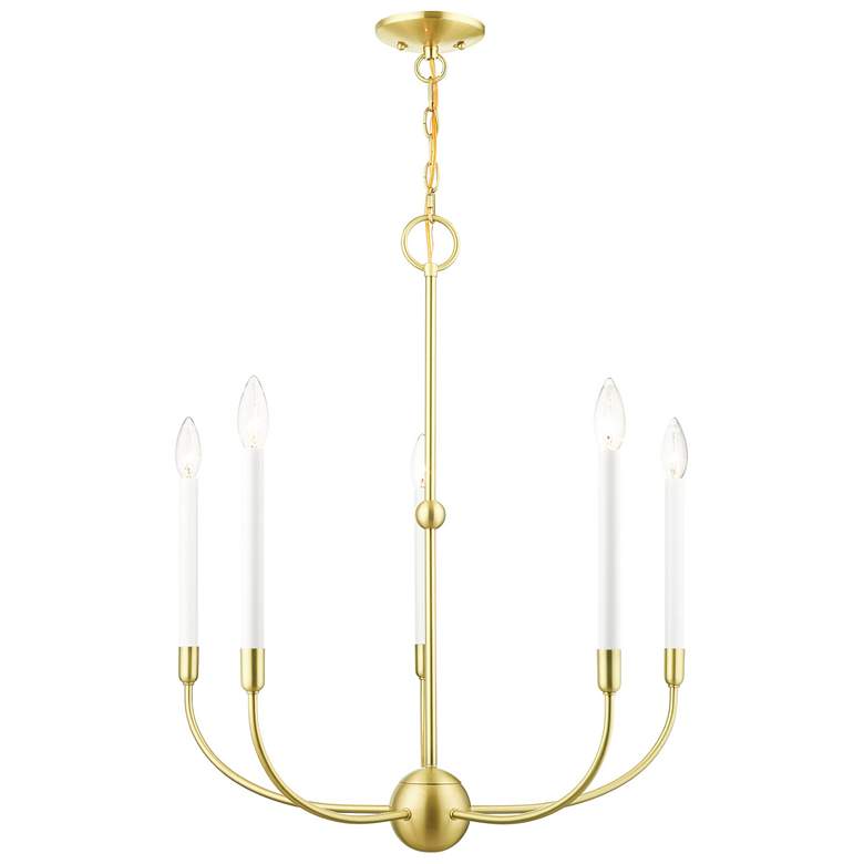 Image 1 Claremont 5 Light Satin Brass Chandelier