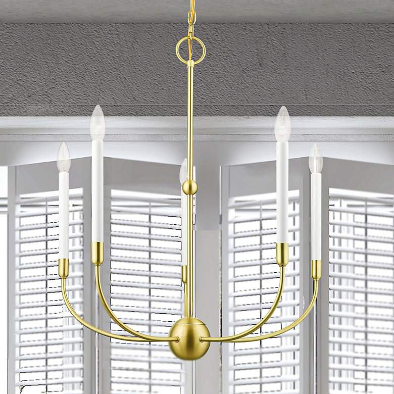 Image 1 Claremont 5 Light Satin Brass Chandelier