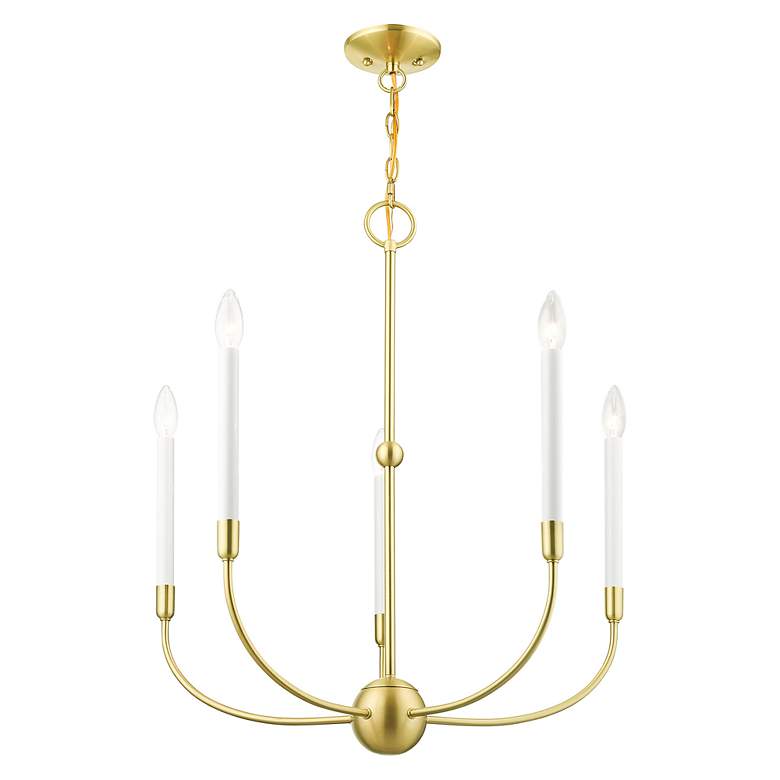Image 5 Claremont 5 Light Satin Brass Chandelier more views