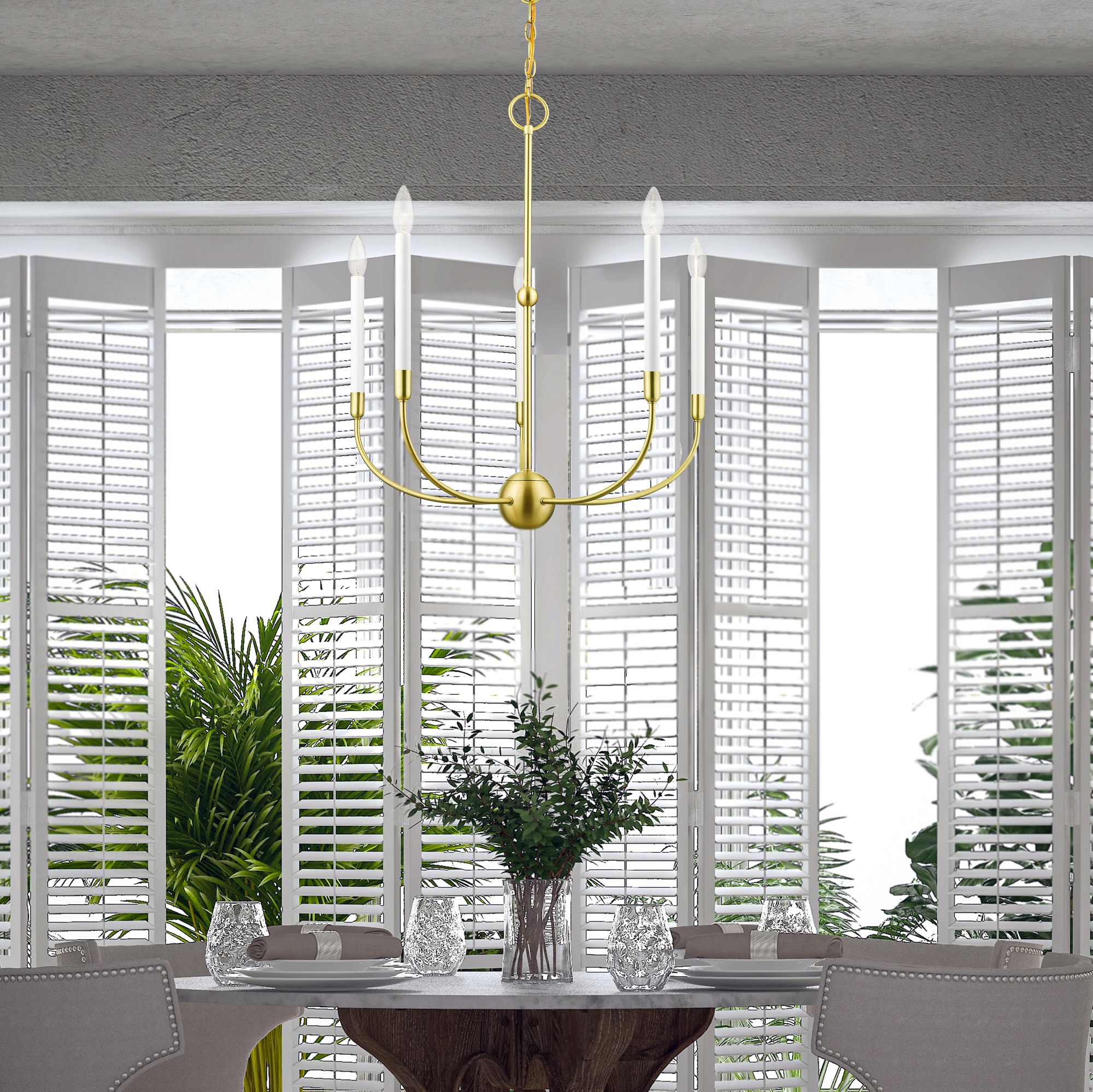 Claremont 5 Light Satin Brass Chandelier