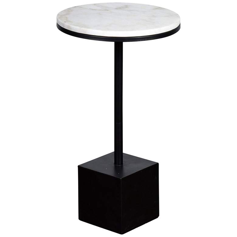 Image 1 Clarence 14 inch Wide Metal and Marble Round Pedestal Accent Table