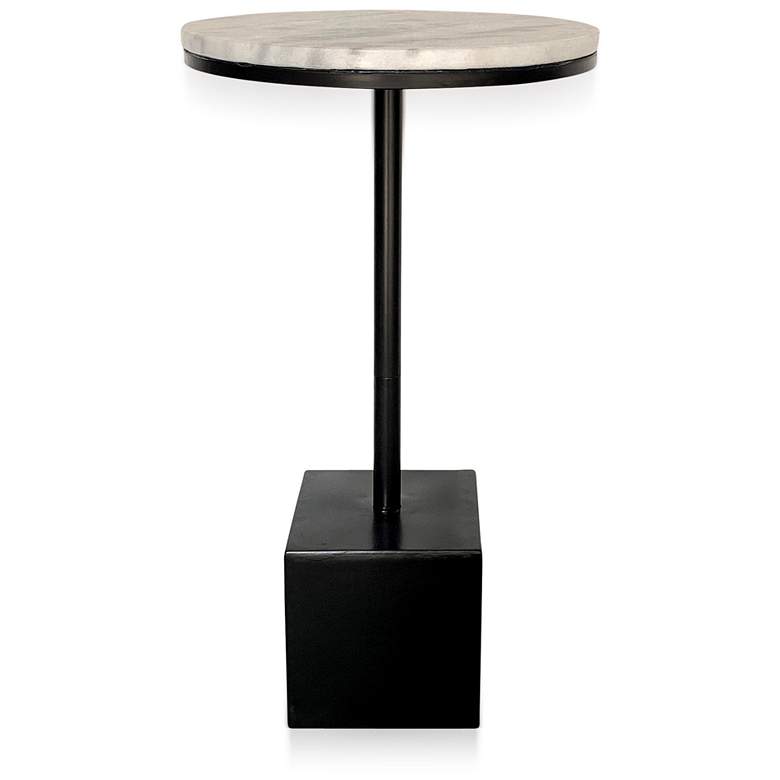 Image 3 Clarence 14 inch Wide Metal and Marble Round Pedestal Accent Table more views