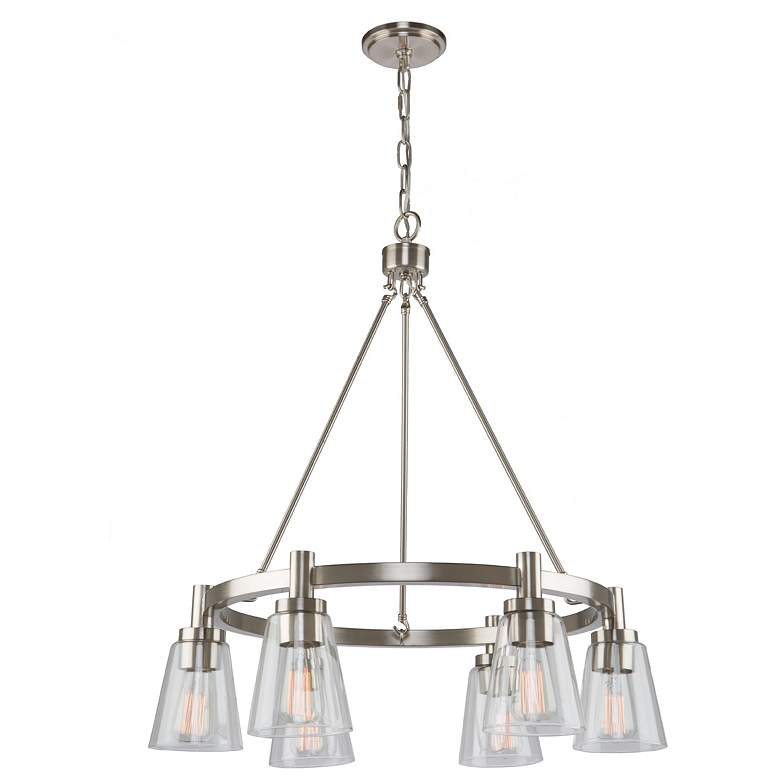 Image 1 Clarence 6-Light Brushed Nickel Metal and Clear Glass Chandelier