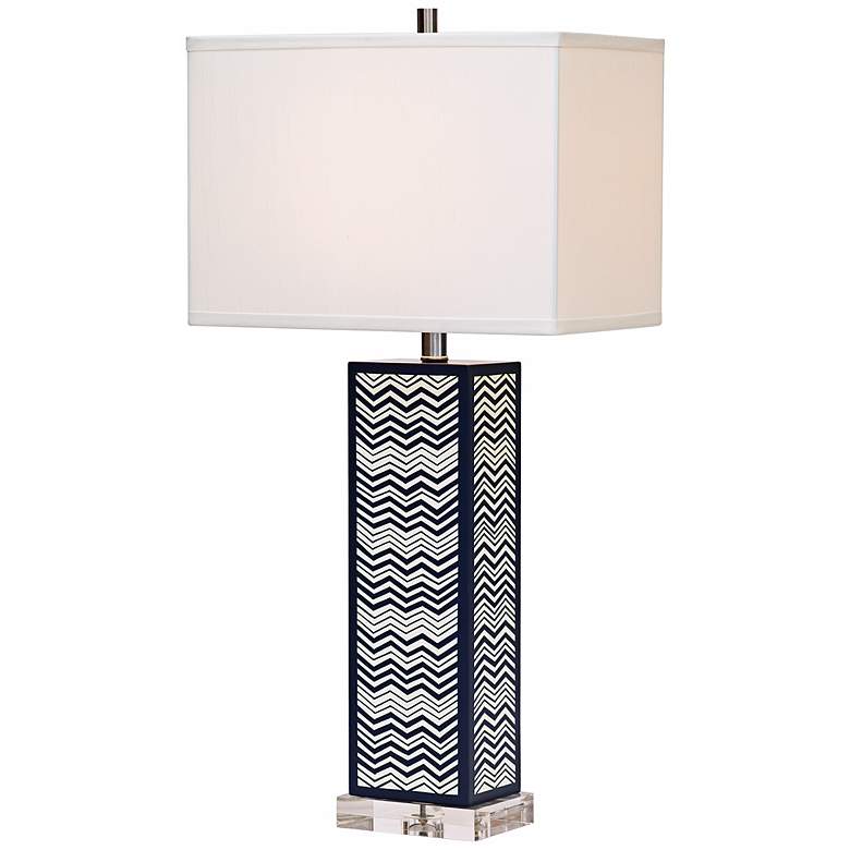 Image 1 Clarendon ZigZag Hand-Painted Wood Table Lamp
