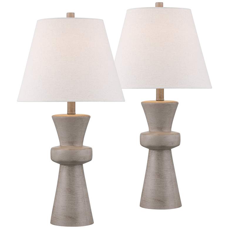 Image 2 Clarice 25" Modern Gray USB Table Lamps Set of 2