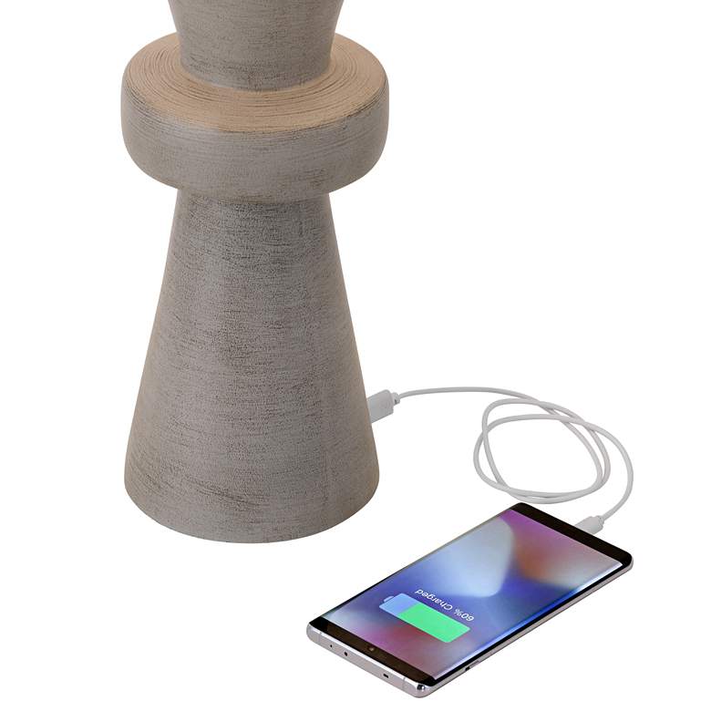 Image 3 Clarice 25" Modern Gray USB Table Lamps Set of 2 more views