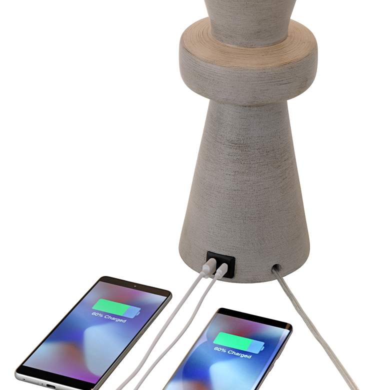 Image 4 Clarice 25" Modern Gray USB Table Lamps Set of 2 more views