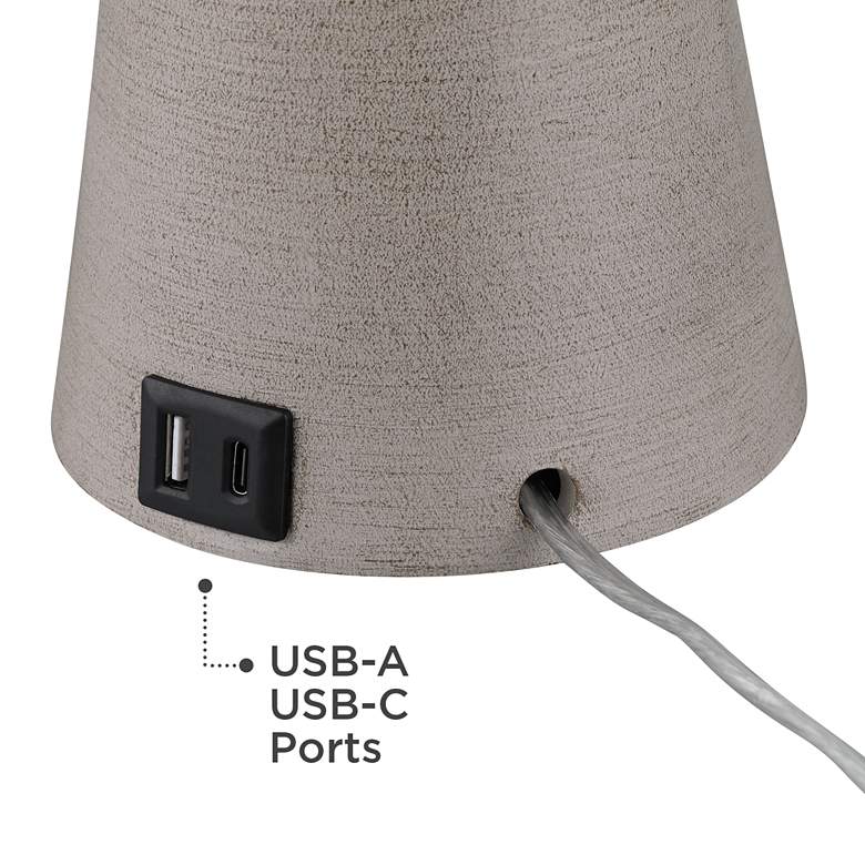 Image 5 Clarice 25" Modern Gray USB Table Lamps Set of 2 more views