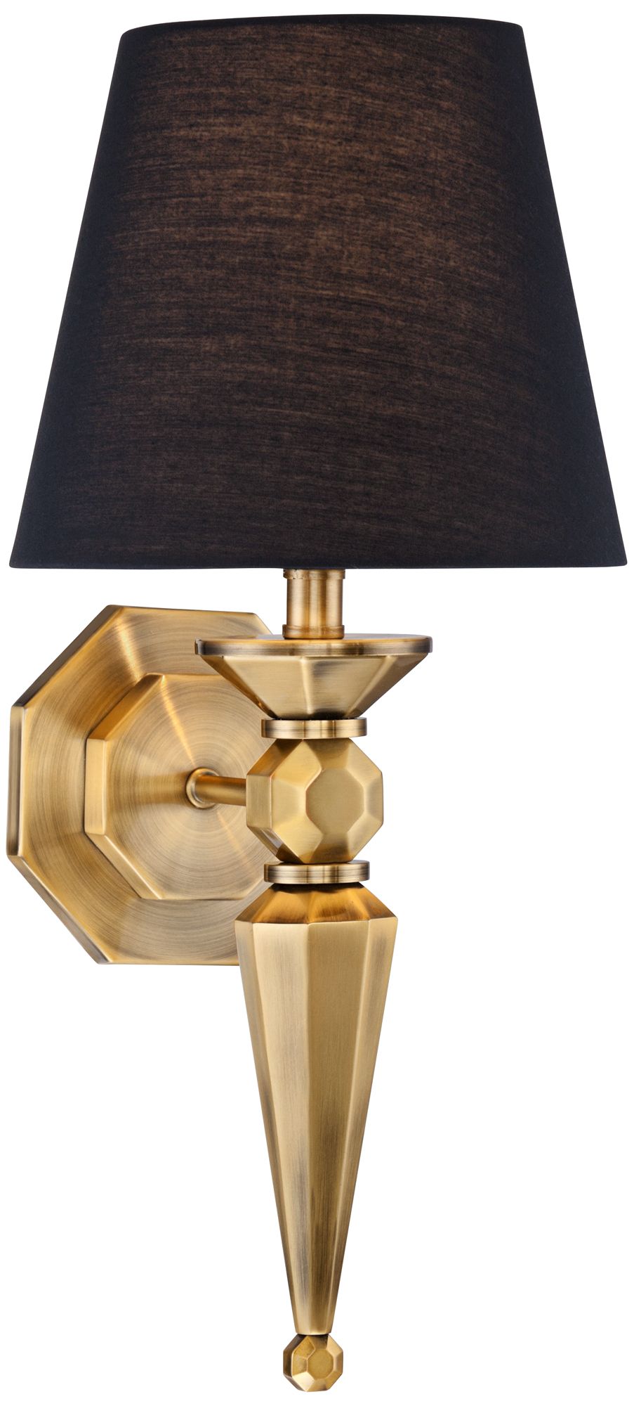 Clarice Black Shade 17 1/4" High Antique Brass Wall Sconce