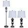 Clarinda Smoke Gray Glass 3-Piece Floor and Table Lamp Set