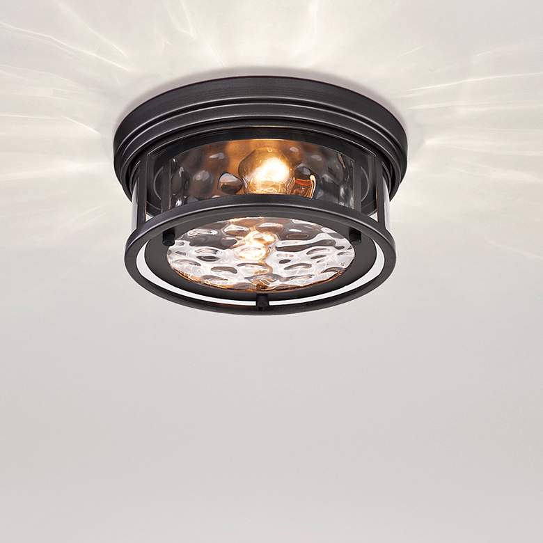 Image 2 Clarion 12" Wide Bronze 2-Light Ceiling Light