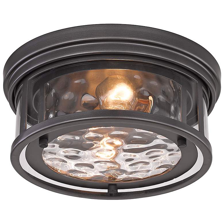 Image 6 Clarion 12" Wide Bronze 2-Light Ceiling Light more views