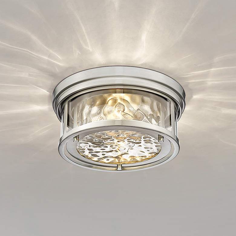 Image 2 Clarion 12" Wide Brushed Nickel 2-Light Ceiling Light