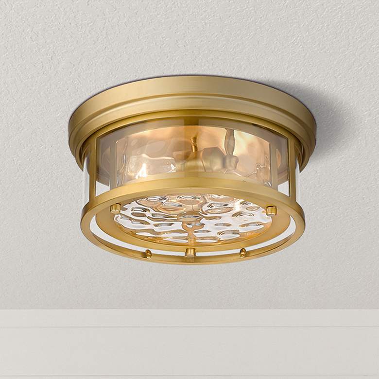 Image 1 Clarion 12" Wide Olde Brass Ceiling Light