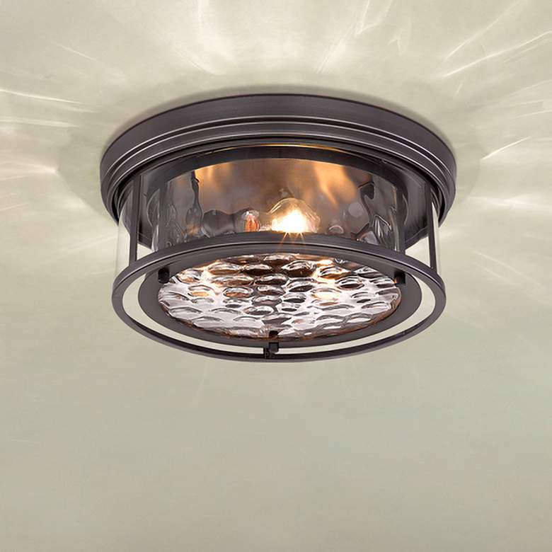 Image 1 Clarion 16" Wide Bronze 3-Light Ceiling Light