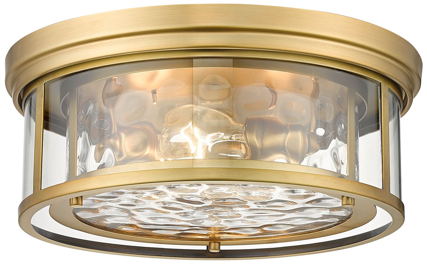 Clarion 16" Wide Rubbed Brass 3-Light Drum Ceiling Light