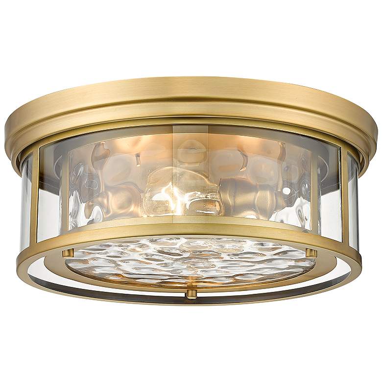 Image 2 Clarion 16" Wide Rubbed Brass 3-Light Drum Ceiling Light