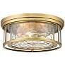 2_Clarion 16" Wide Rubbed Brass 3-Light Drum Ceiling Light