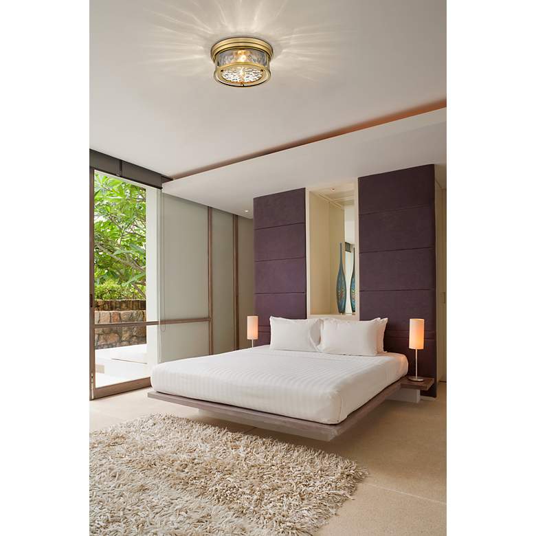 Image 4 Clarion 16" Wide Rubbed Brass 3-Light Drum Ceiling Light more views