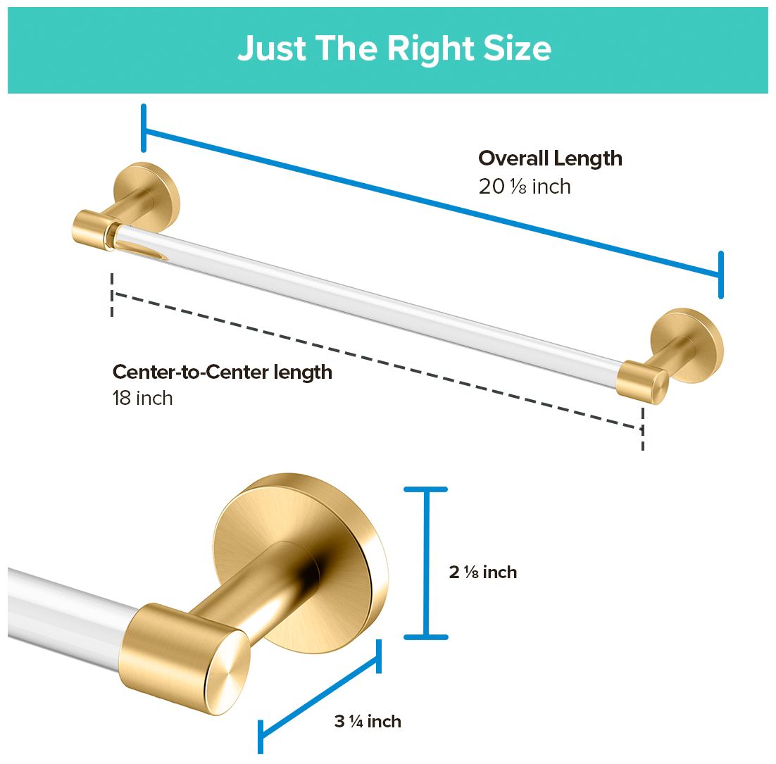 Image 5 Clarion 18" Towel Bar, Crystal-Clear Acrylic Brushed Brass more views